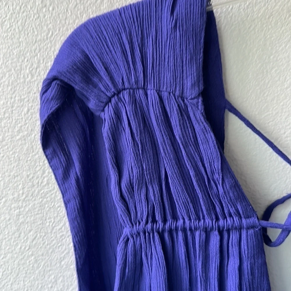 NWT free people romper size small royal blue Deep v neck ties bohemian